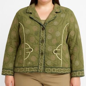 Parsley & Sage Womens Cotton Jacket XL Spiral Embroidered Witchy Whimsy Cottage